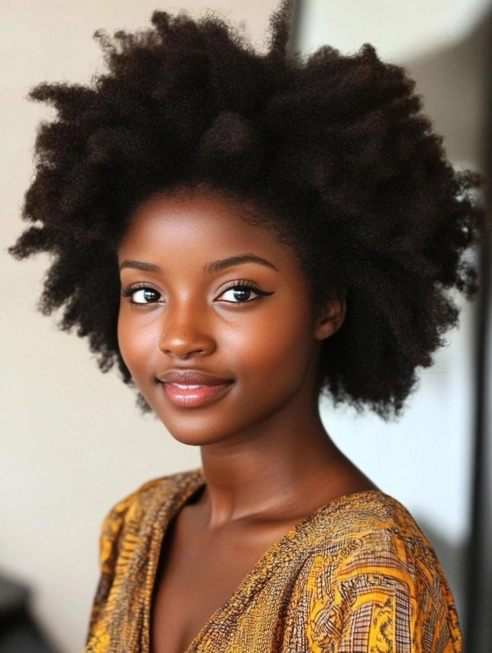 Everyday natural texture hairstyle showcasing soft curls on a Black woman