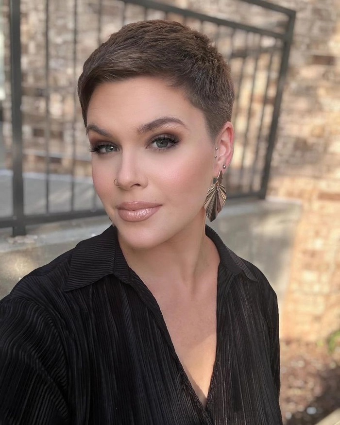 Casual everyday pixie cut styling for older women showcasing effortless elegance Older woman with a chic everyday pixie cut styled casually for a modern look