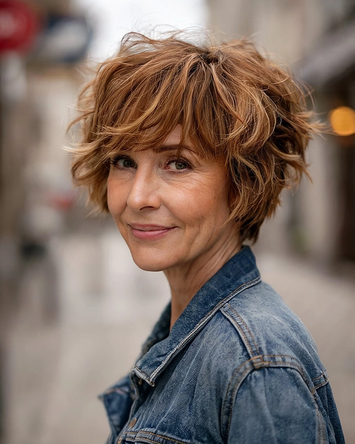 Casual everyday pixie cut styling idea for older women, image 11 Older woman with a stylish everyday pixie cut, perfect for casual hairstyles