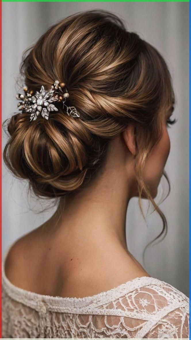 Elegant casual updo with pearl hair pins for holiday events Simple pearl hair pin updo hairstyle for casual holiday gatherings