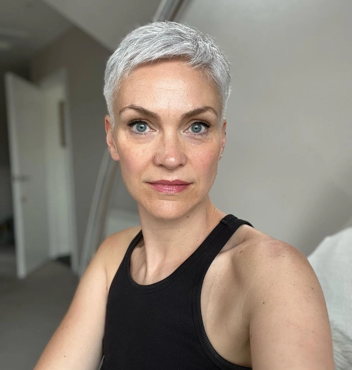 Casual hairstyles for mature women with a stylish pixie cut idea 14 Everyday pixie cut styling for older women showing a casual, chic look