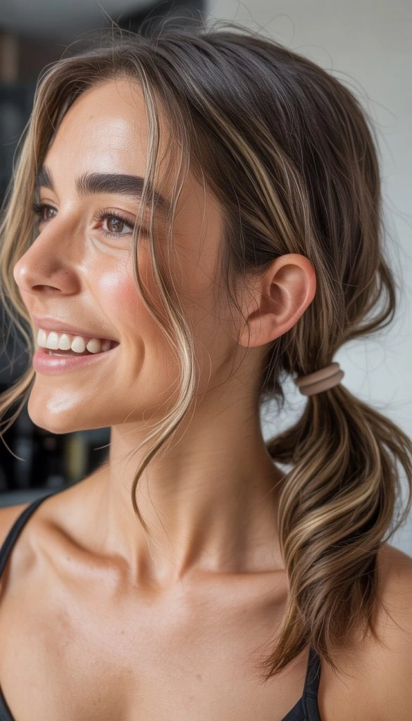 See how to style casual ponytail variations for gym workouts Casual ponytail variations for gym workouts with different heights and textures