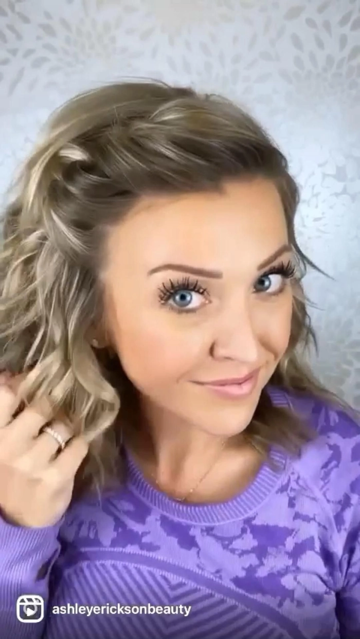 Casual hairstyle featuring easy braided bangs for a clean look Quick braided bangs styled to keep hair neatly out of the face