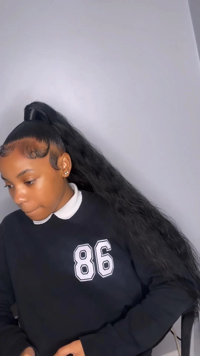 Quick high ponytail hairstyle with casual streetwear flair for effortless style