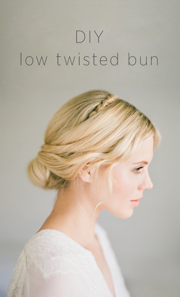 Casual hairstyle featuring a sleek low twisted bun for work and everyday wear Quick low twisted bun hairstyle perfect for professional casual settings