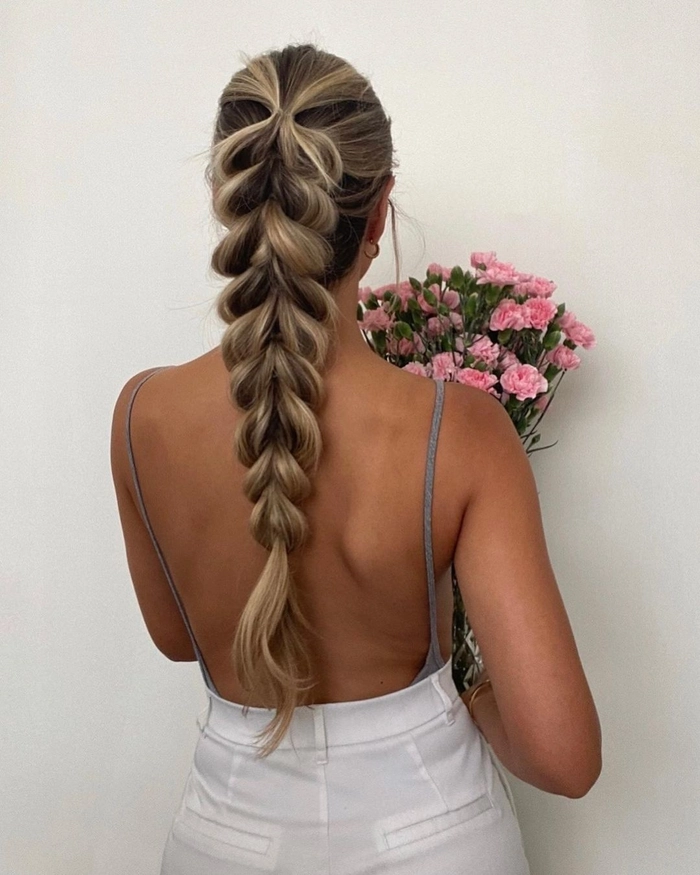 Casual quick pull through braid style for thick hair, image 14 Quick pull through braid hairstyle on thick hair for a casual look