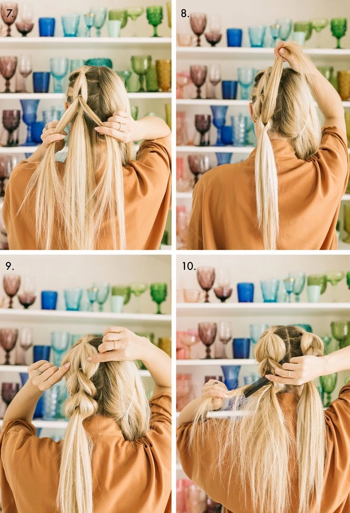 Casual thick hair styled in a quick pull through braid appearance Quick pull through braid hairstyle on thick hair for a casual look
