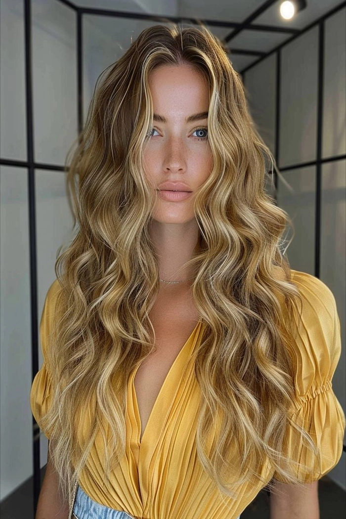 Relaxed mermaid waves hairstyle perfect for long casual beach days