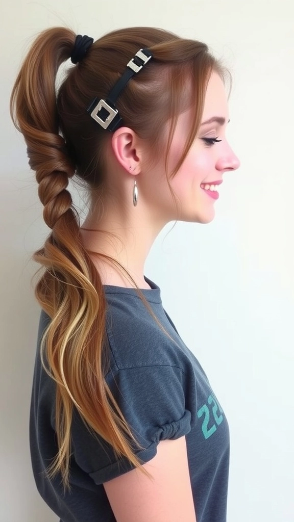 Woman with a relaxed side ponytail for a casual weekend look