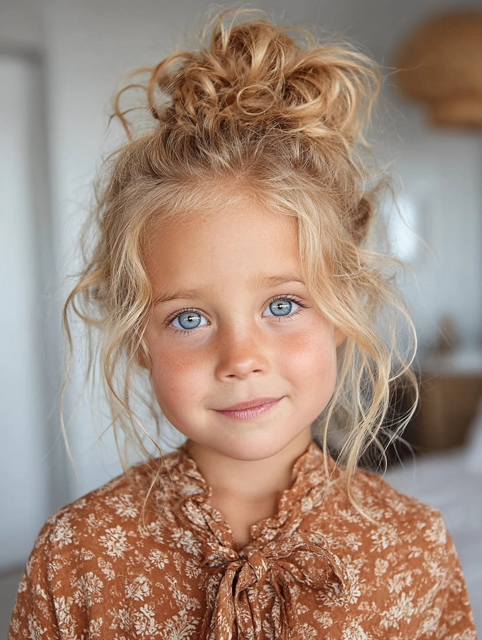 Relaxed top knot hairstyle perfect for humid weather and casual days