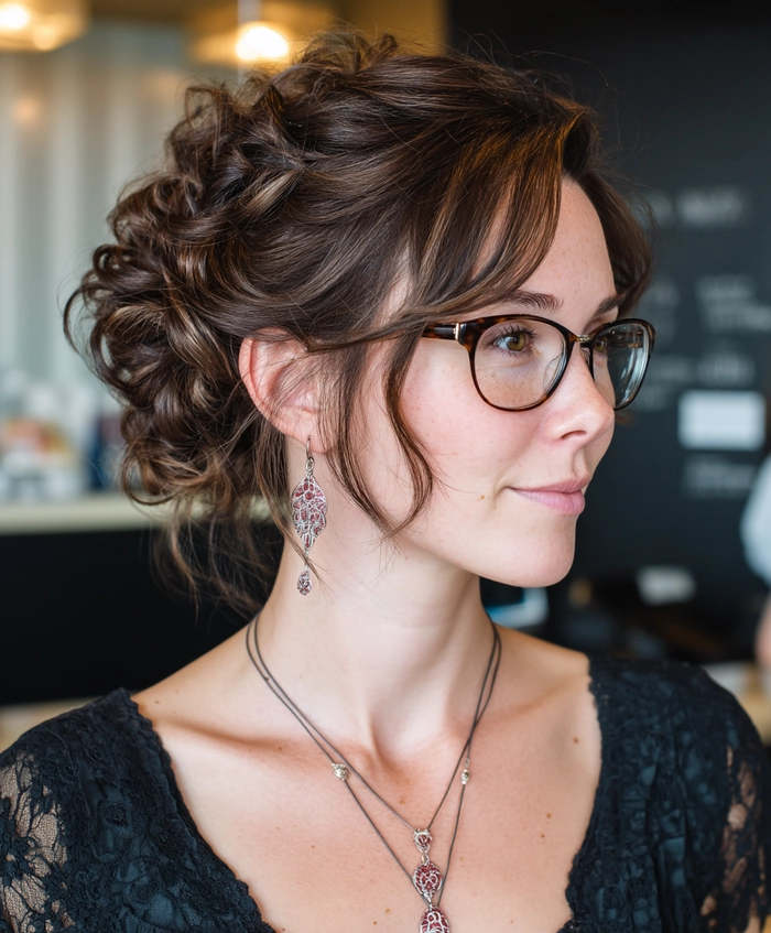 Casual Hairstyles - Relaxed Updo with Face Framing Pieces for Round Faces Relaxed updo with soft face framing pieces for round face shapes