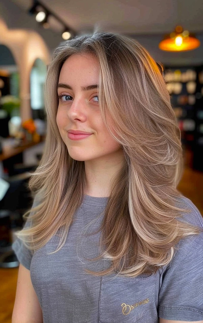 Relaxed Voluminous Blowout Casual Brunch Hairstyle Relaxed voluminous blowout hairstyle for a long casual weekend brunch