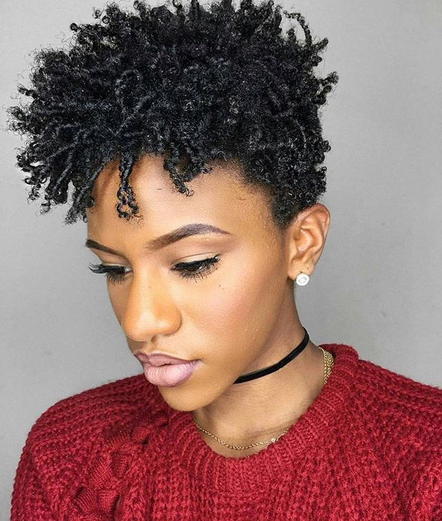 Short natural hair with defined coils, casual everyday style