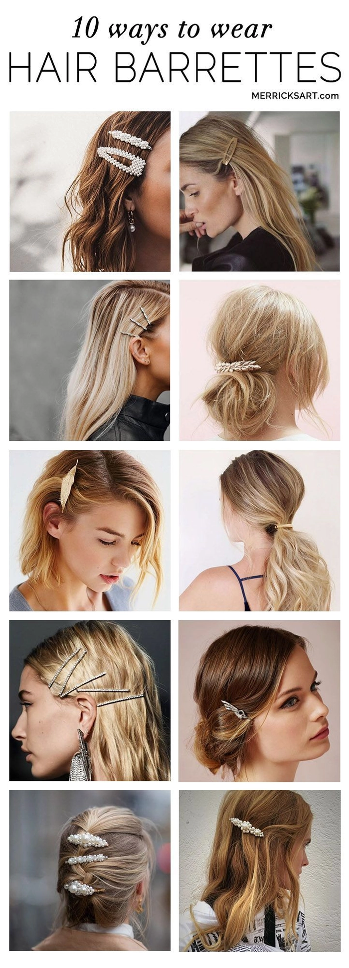 Simple barrette hairstyle on a casually dressed woman for a preppy look