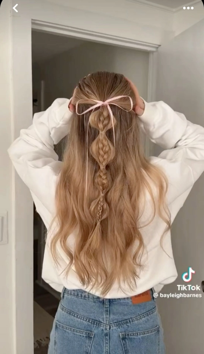 Simple barrette hairstyle with soft waves for preppy casual outfits