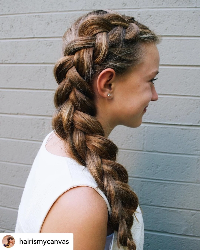 Simple braided hairstyle for a college student with a casual, everyday look