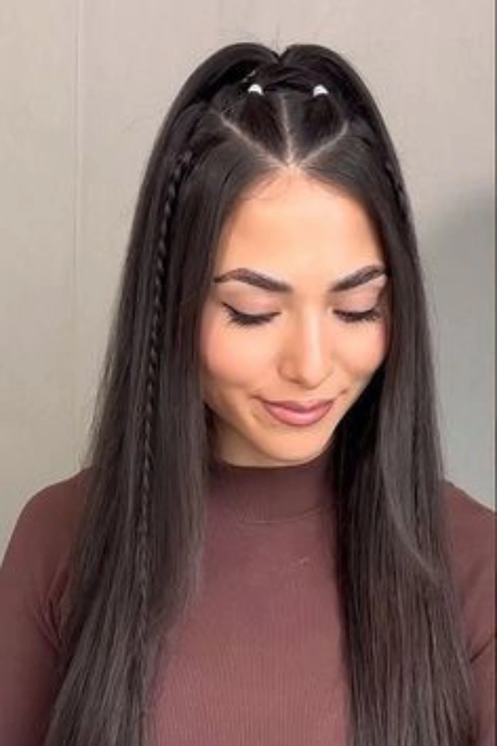 Simple braided hairstyle for college students with casual waves