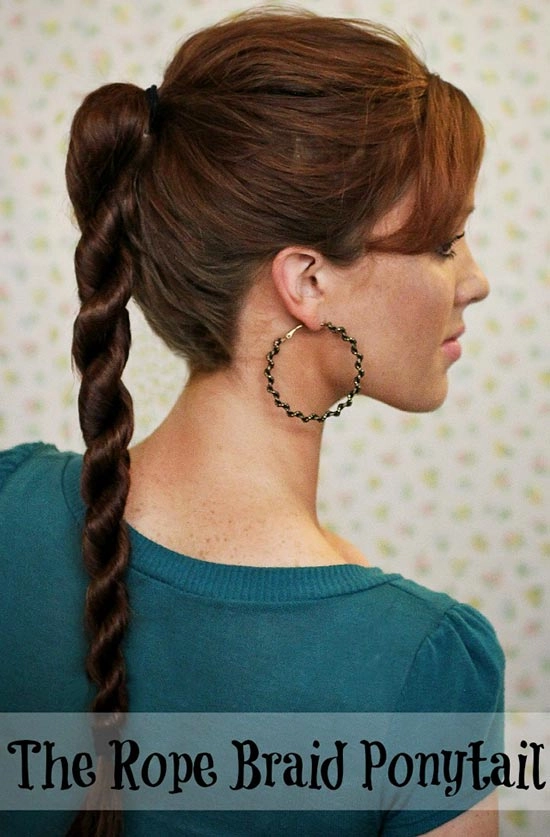 Simple rope braid ponytail hairstyle perfect for sporty casual days
