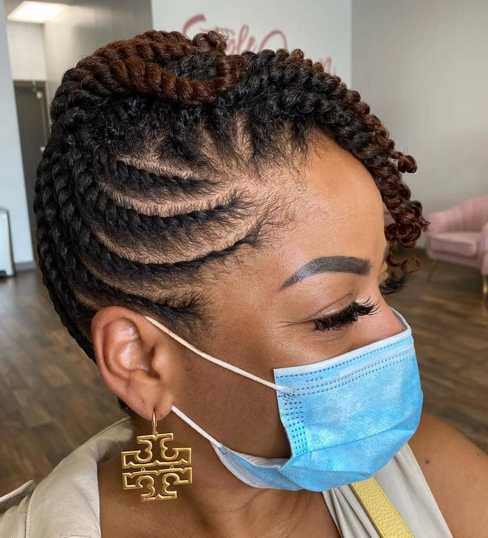 Soft flat twists protecting transitioning natural hair ends