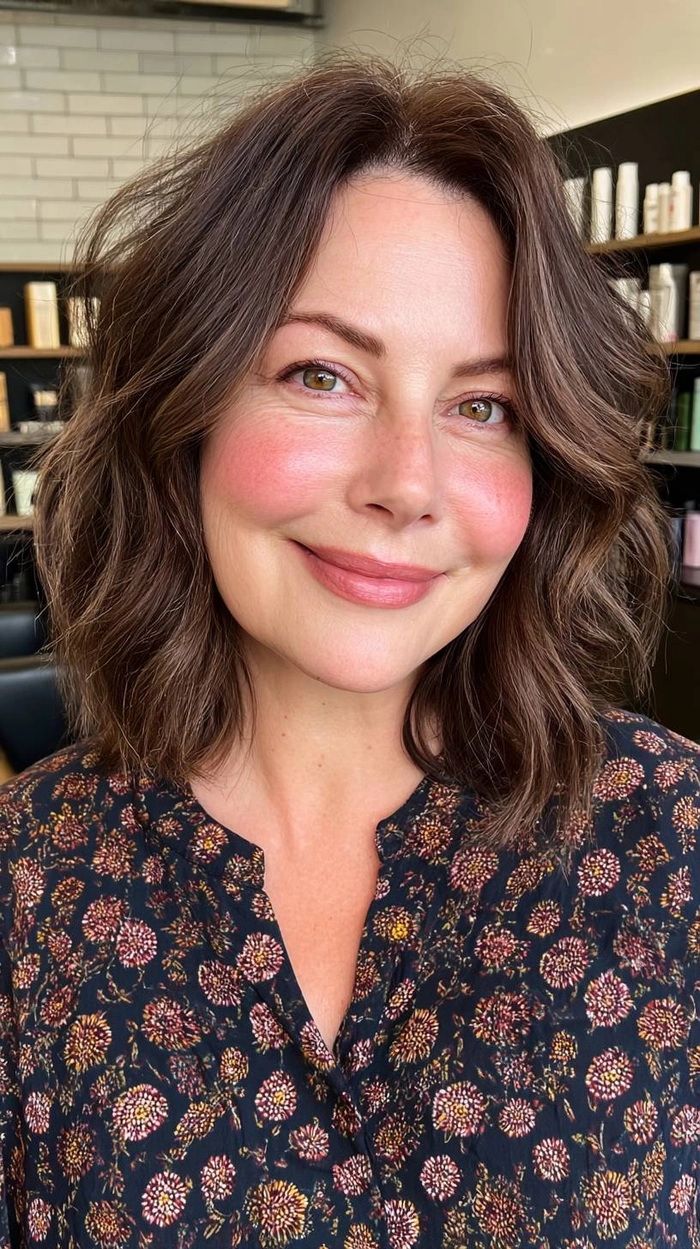 Soft waves in a relaxed style for collarbone-length hair