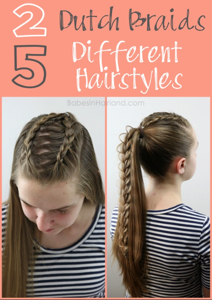 Casual hairstyle featuring a simple Dutch braid for busy teens Teen girl with quick Dutch braid hairstyle perfect for casual, active days