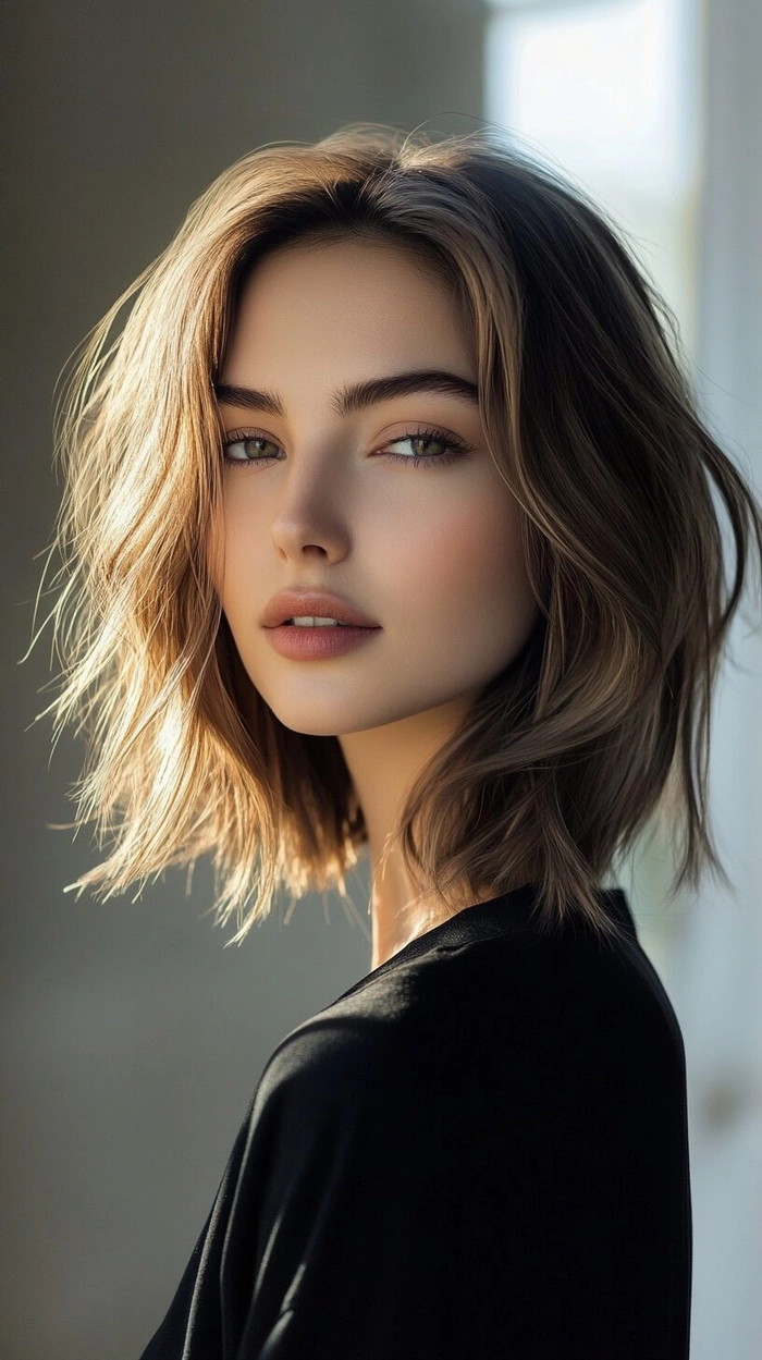 Casual textured lob idea perfect for fine straight hair styles Effortless textured lob hairstyle on fine straight hair showcasing casual waves