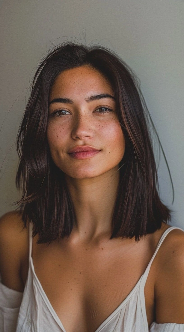 Casual textured lob idea perfect for fine straight hair styling Effortless textured lob hairstyle on fine straight hair for a casual look