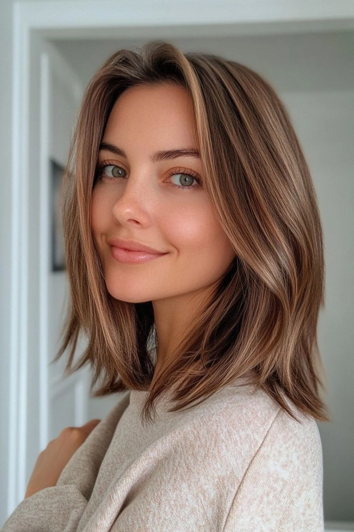 Casual textured lob idea for fine straight hair with natural volume and movement Effortless textured lob hairstyle on fine straight hair, perfect for casual looks