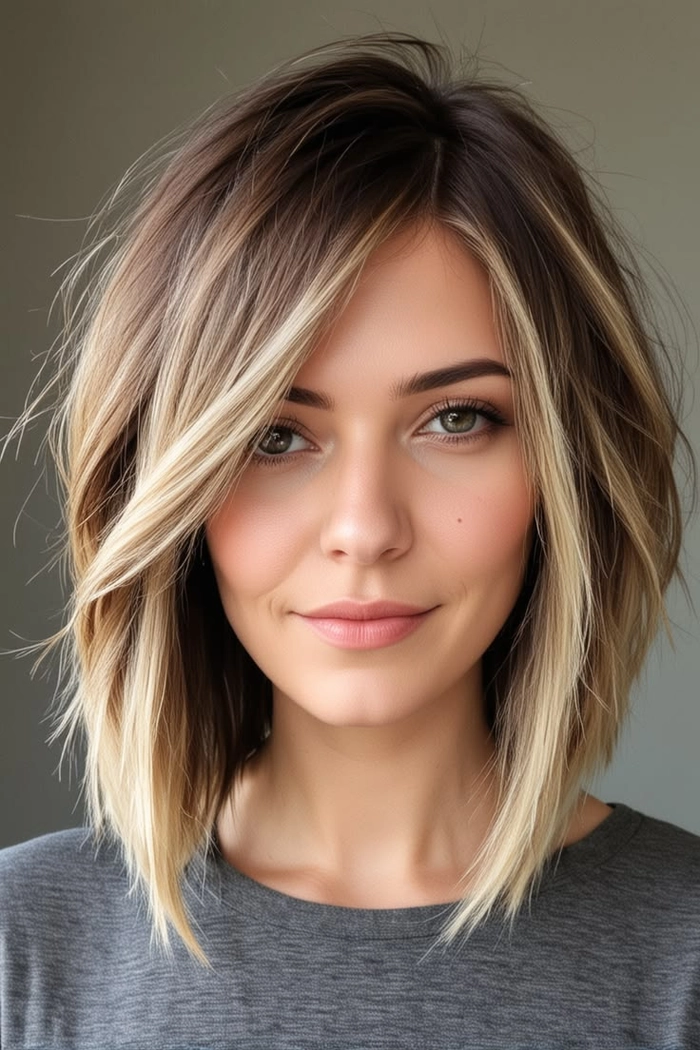 Casual hairstyles featuring textured lob ideas for fine straight hair style number 14 Effortless textured lob hairstyle on fine straight hair creating a casual, chic look