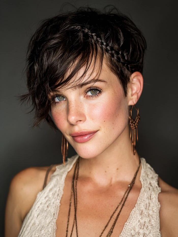 Trendy casual look with a textured pixie cut for an effortlessly cool vibe Effortless textured pixie haircut showcasing a chic and edgy casual style