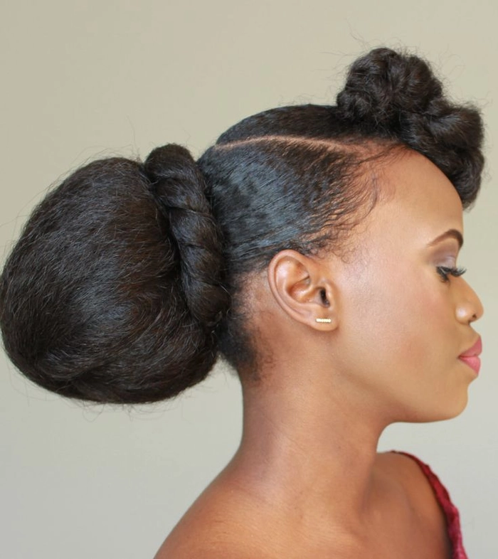 Everyday protective styles for transitioning natural hair, casual updo