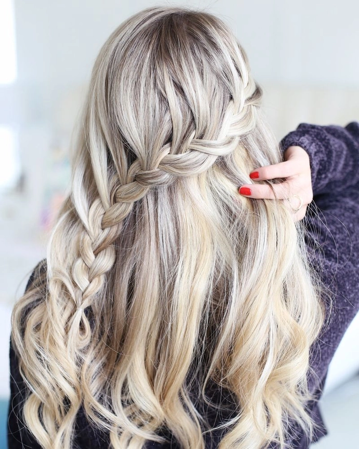Effortless and romantic casual waterfall braid style for a charming date night look Casual waterfall braid hairstyle perfect for date nights with loose waves