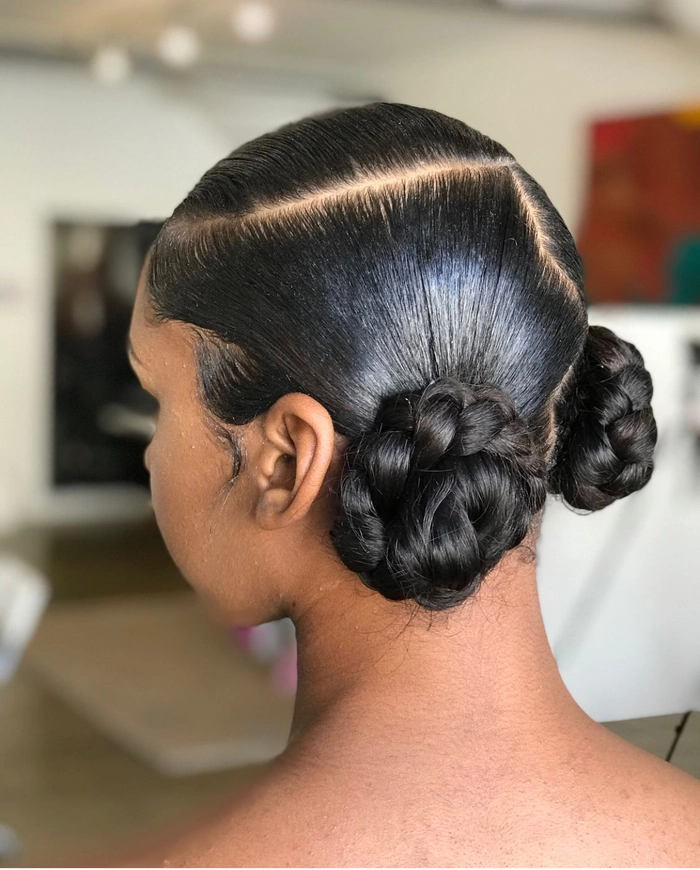 Woman over 40 wearing a relaxed low bun hairstyle perfect for casual looks