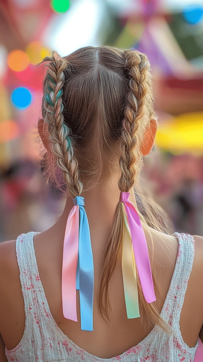 Woman with casual pigtail braids showcasing a youthful everyday look