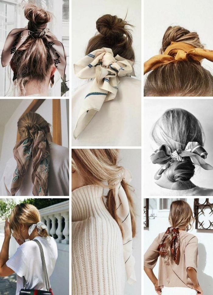 Woman wearing a cozy casual scarf hairstyle to protect hair during winter