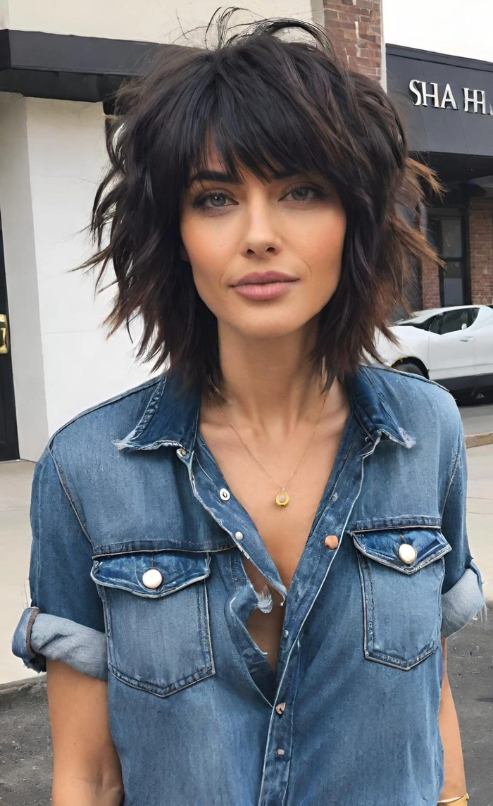 Casual weekends made easy with stylish shag haircut 8 Woman with effortless shag haircut styled for a relaxed weekend look