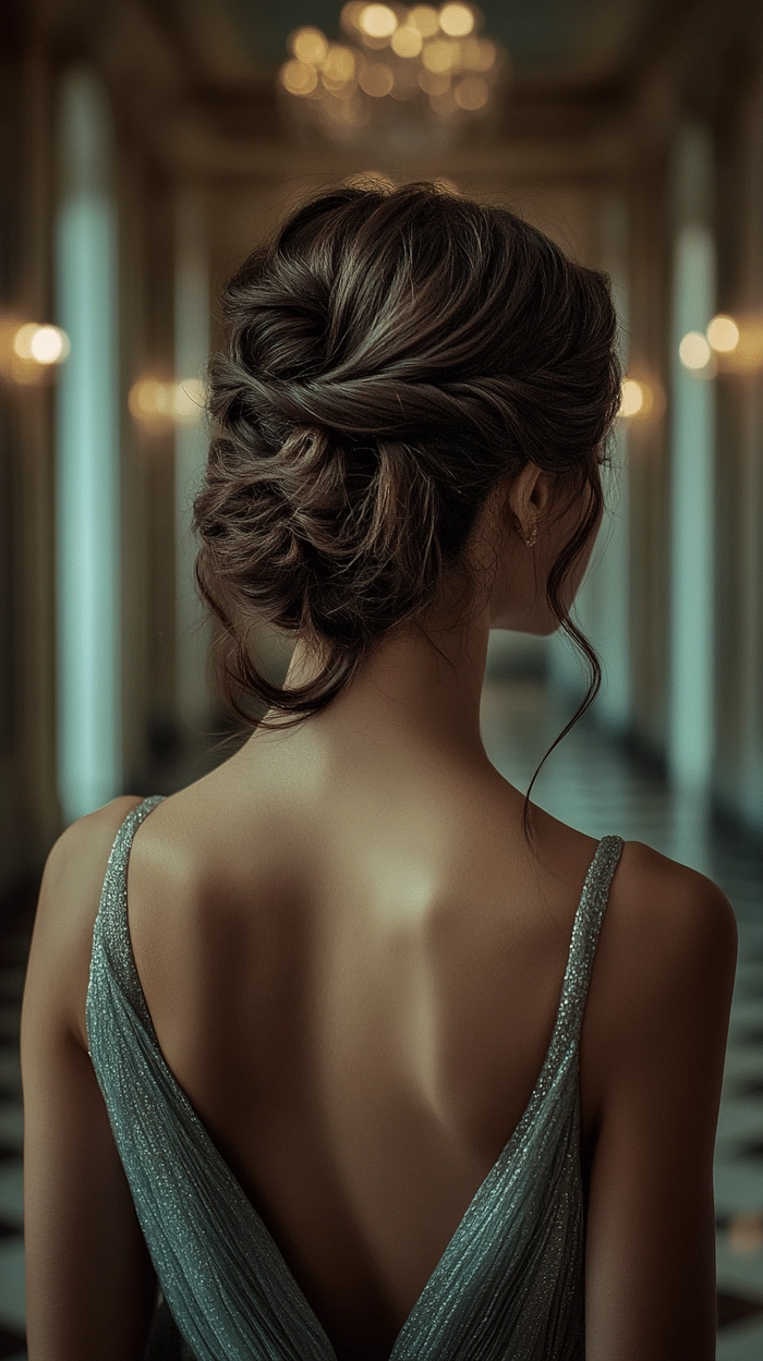 Casual hairstyle featuring a sleek French barrette updo for everyday chic Woman showcasing simple French barrette updo with effortless elegance