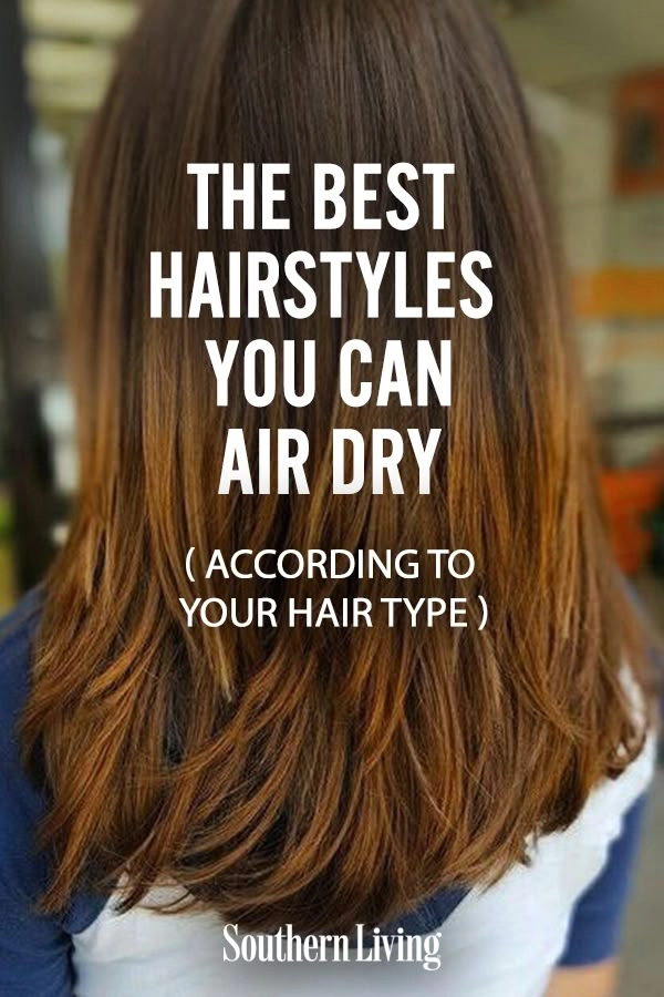 A woman with naturally wavy hair styled in a casual low maintenance air dry hairstyle, wearing a relaxed top.