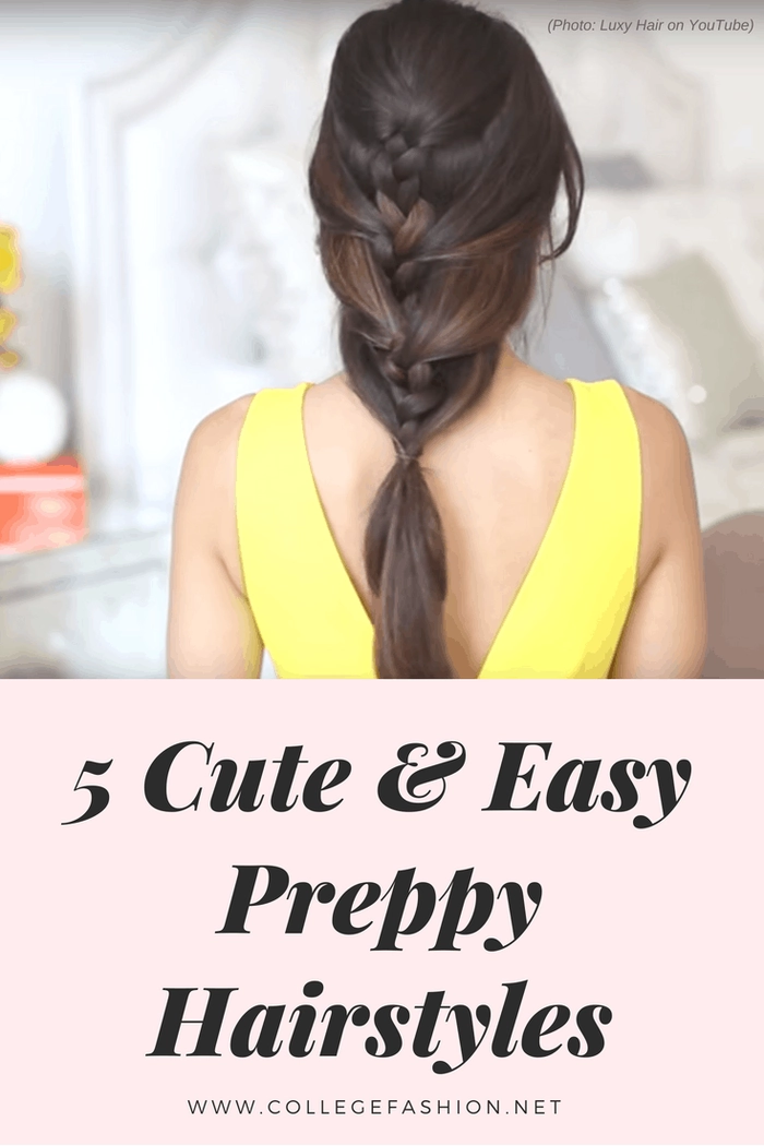 Woman with simple barrette hairstyle wearing a casual preppy outfit