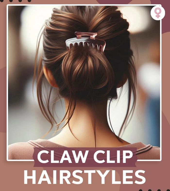 Woman with thick hair styled using a quick claw clip in a casual updo