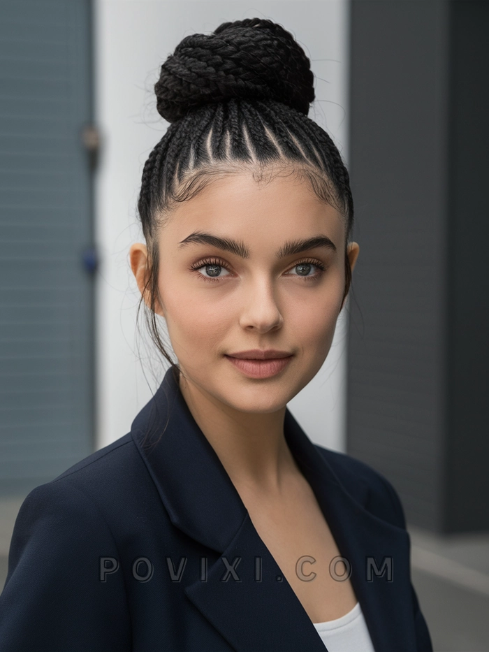 Young woman with a simple braided hairstyle perfect for college students