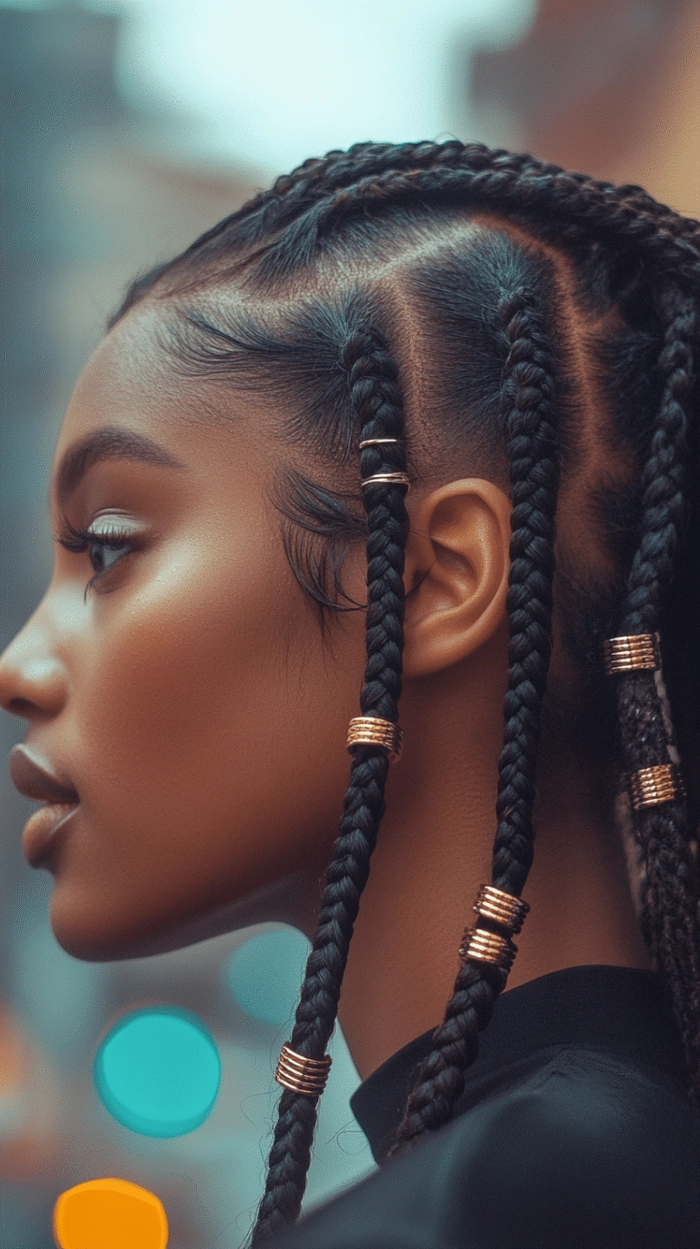 Young woman with casual pigtail braids showcasing a youthful everyday hairstyle