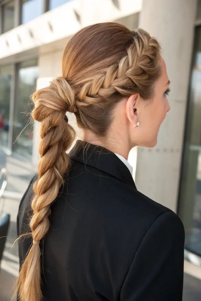 Young woman with a simple rope braid ponytail perfect for sporty casual days