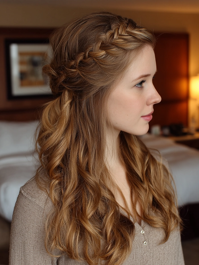 Secure braided hairstyle for amusement park date Amusement park date secure braided styles for a worry-free night out