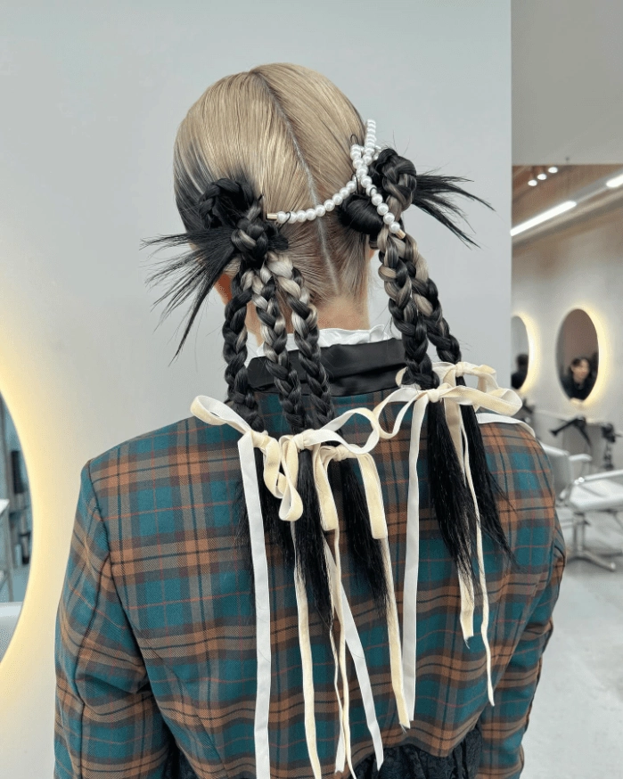 Braided Date Night Hairstyle with Ribbon Weaving for a Romantic Look Braided date night style with ribbon weaving for romantic evening hair inspiration