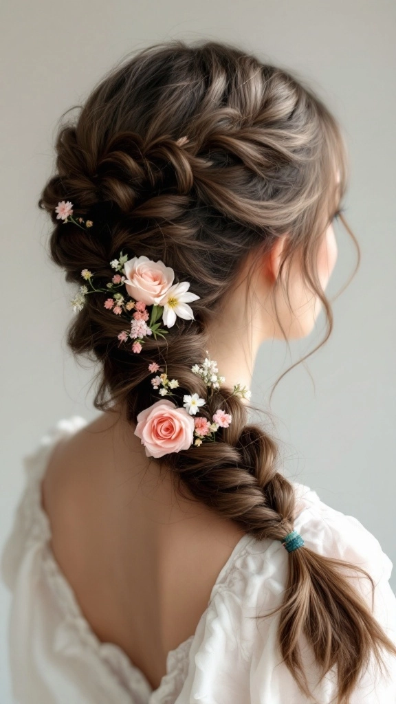 Elegant braids with gold chain accents for romantic evenings Romantic braided hairstyle with delicate gold chains woven through for a date night look