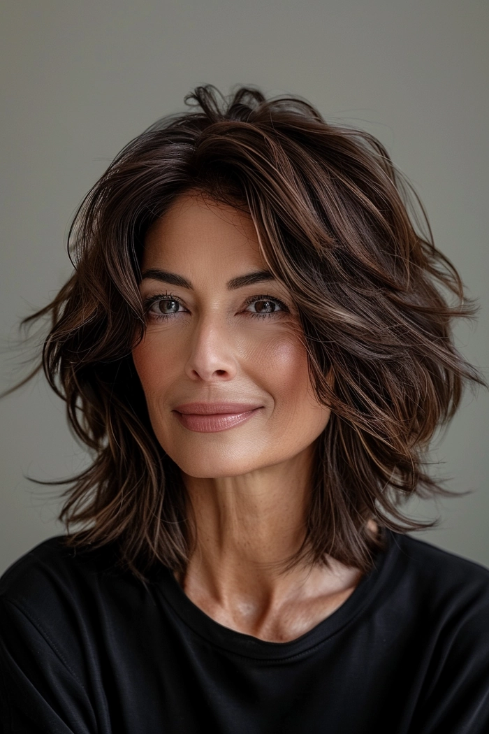 Elegant short hairstyle for women over 50, perfect for a romantic date night
