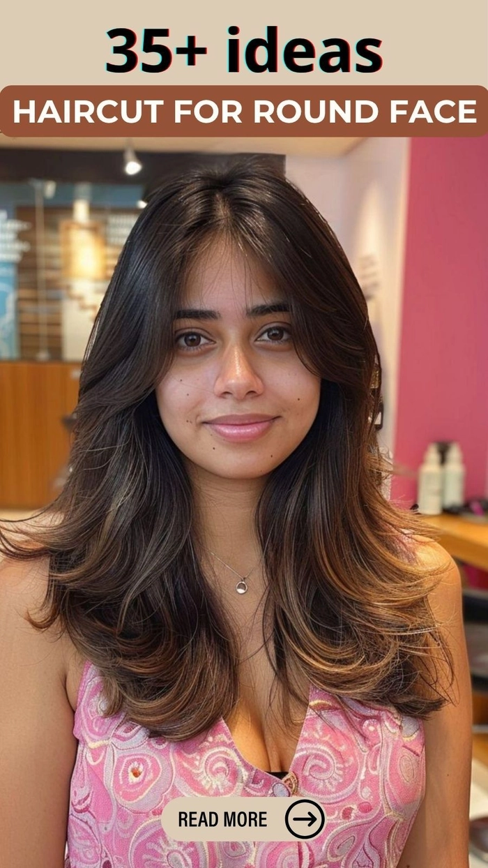 Woman with round face shape showcasing an elegant date night hairstyle with soft waves