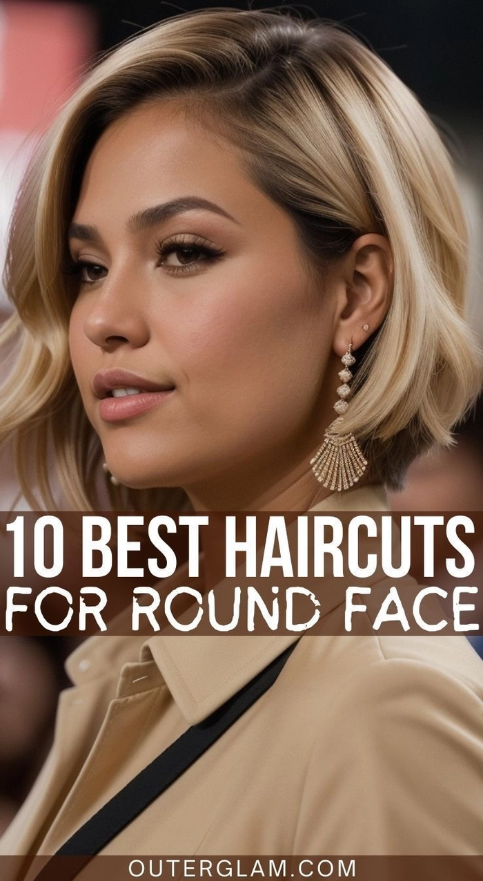 Flattering date night hairstyle for round face shapes with soft waves and volume