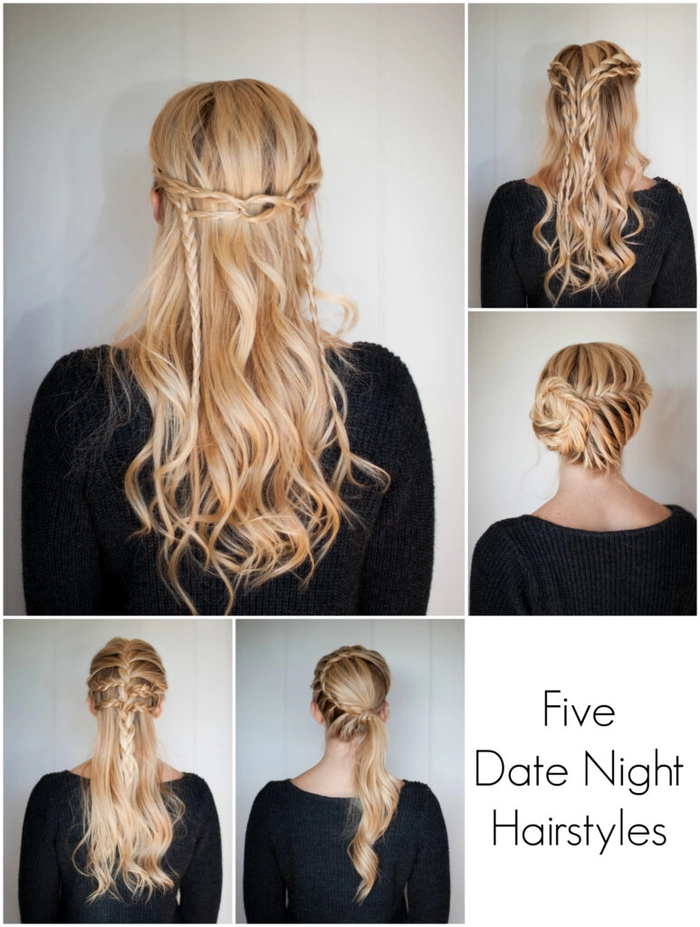 Date night hairstyle adorned with vintage brooches
